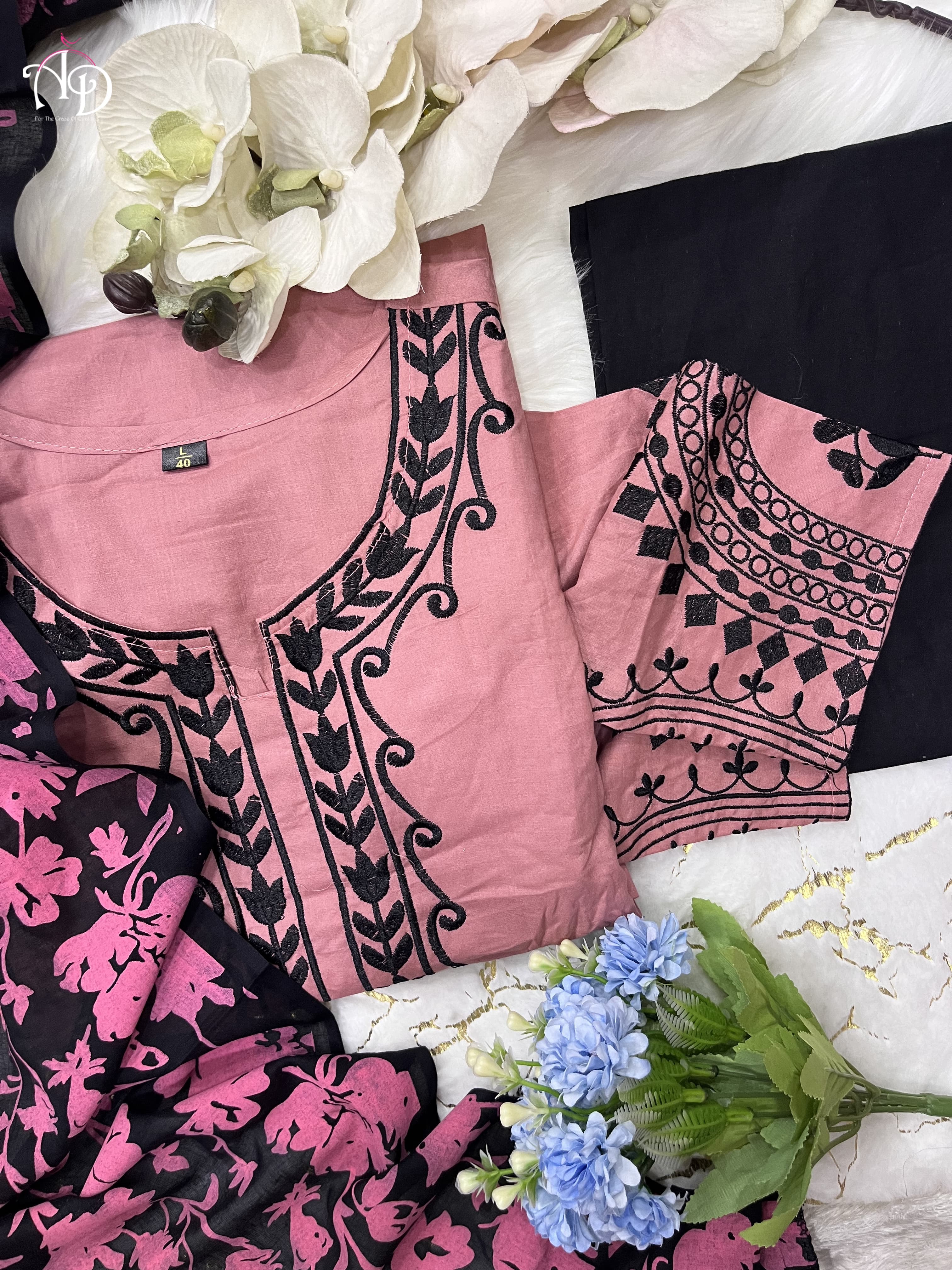 Designer Party Wear Cotton Suite with Kurta Pent with Dupptta