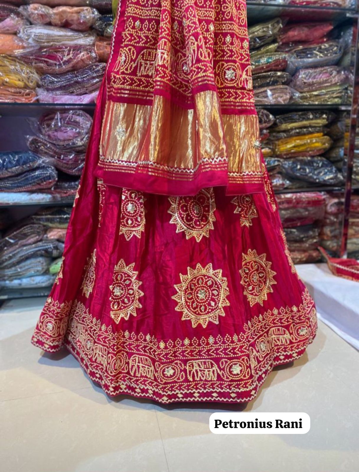 Rani Pure Modal Gajji Silk Rajsthani Lehenga Choli ##color## Gharchola Lehenga Choli with premium fabric and embroidery