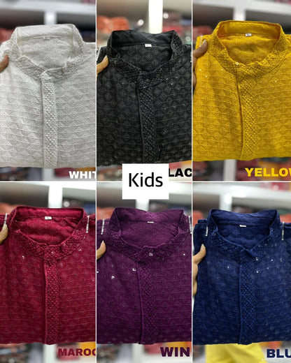 Beautiful Kids Boy Sequence Kurta Pyjama - Anant Exports
