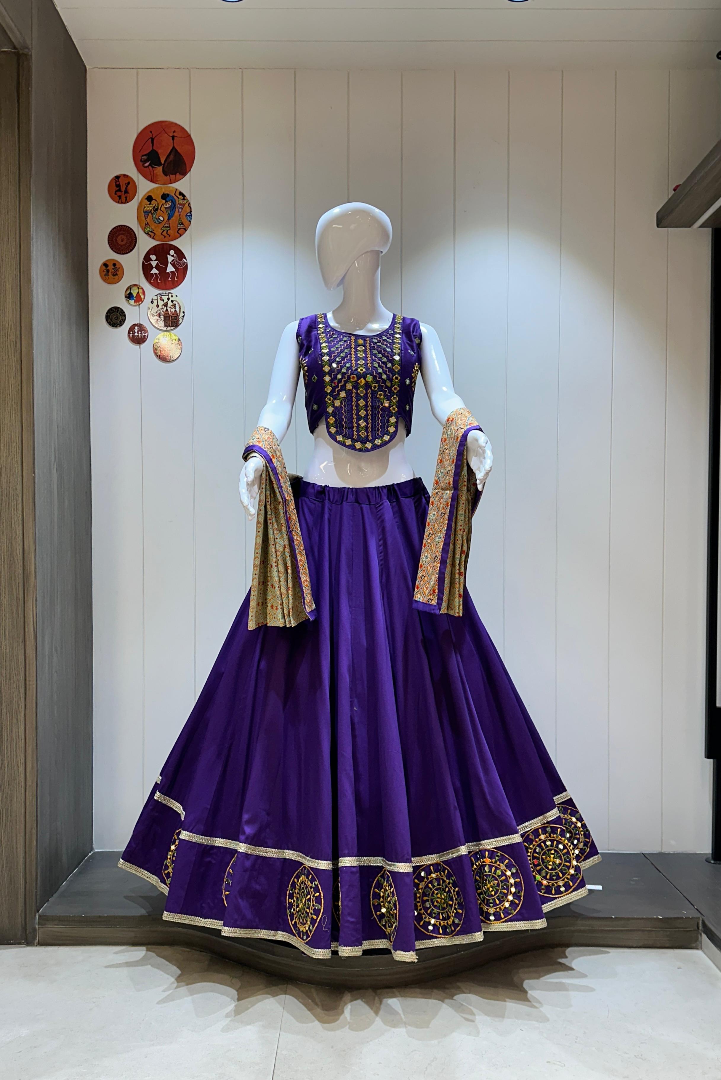 Purple Jaam cotton chaniya choli with handwork
