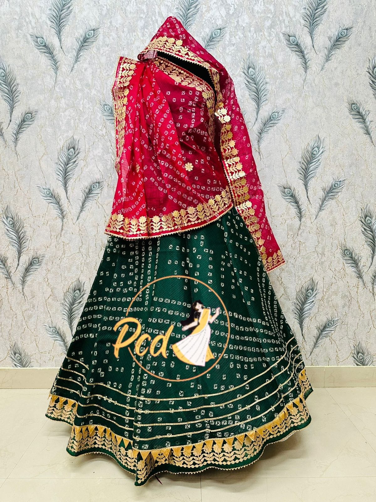 Rajasthani Traditional Combo Mother daughter Bhandhej Kotta Doriya Lehenga Chunni