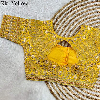 Part Wear Gold Jari With Rainbow 4 Sequence Heavy Embroidery Work Blouse - Anant Exports