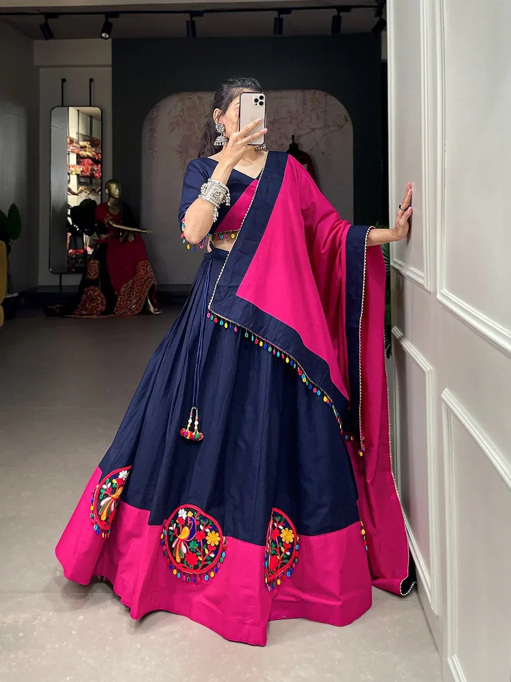 Navratri Traditional Gamthi work Garba Lehenga Choli Dno 1665 - Anant Exports