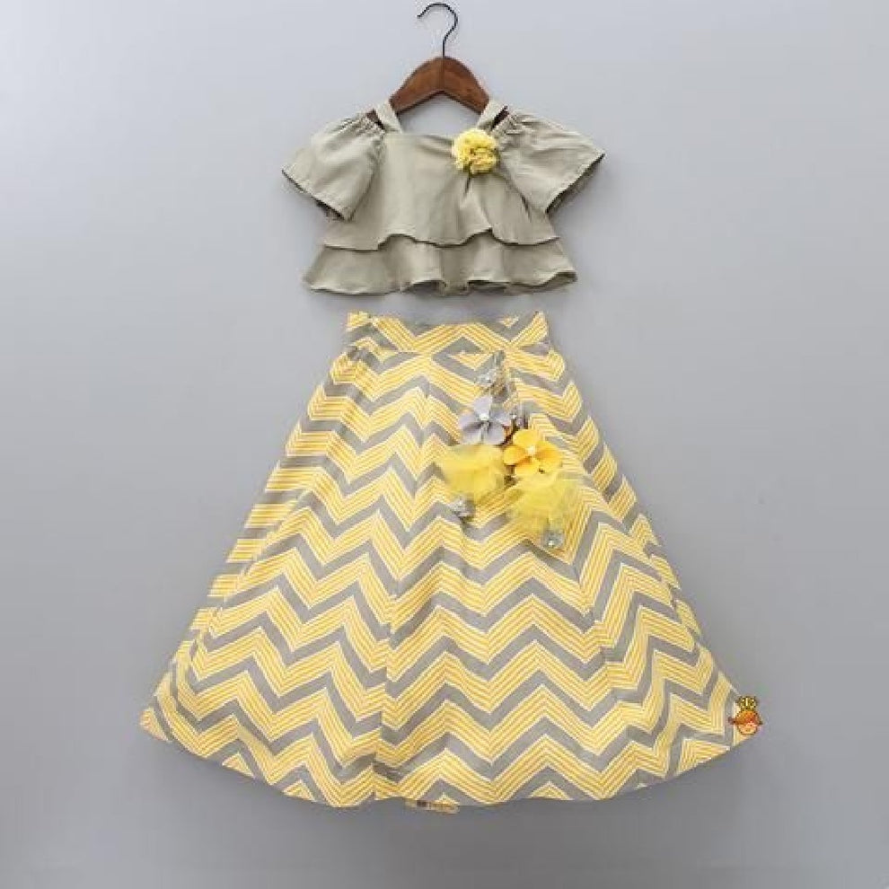 Designer Party Wear Kids Crop Top & Plazzo Dress