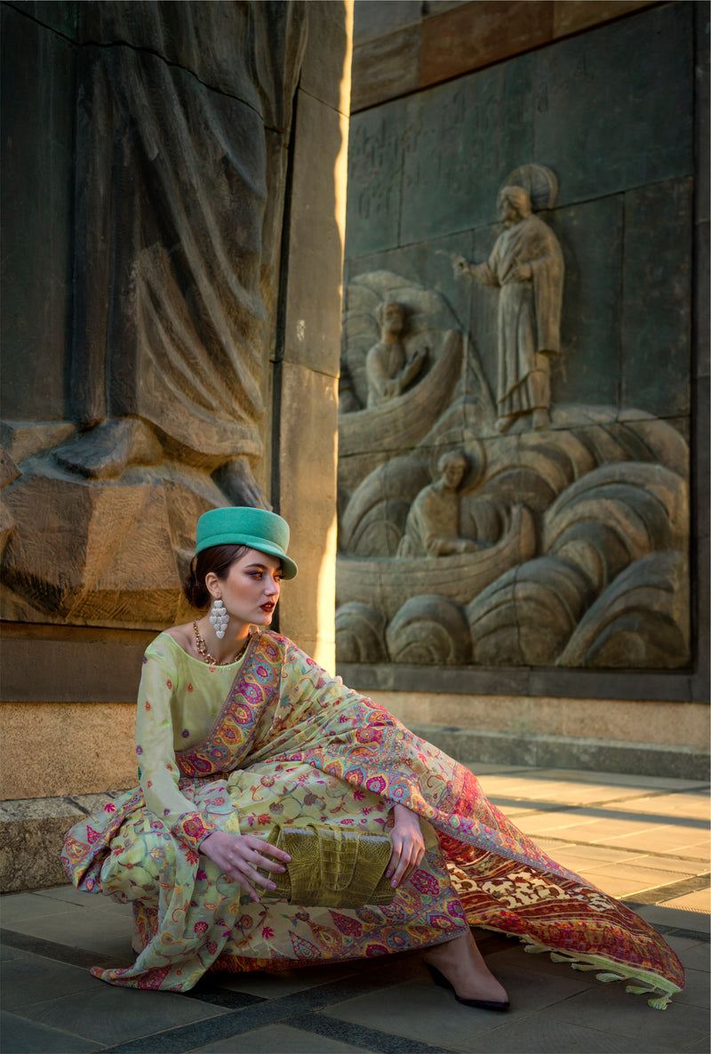 Beautiful Designer Occasion Wear Kashneer Silk Handloom Weaving Saree