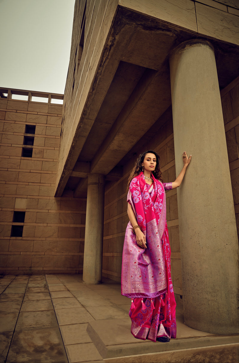 Beautiful Designer Festival Wear Satin Silk Brasso Saree