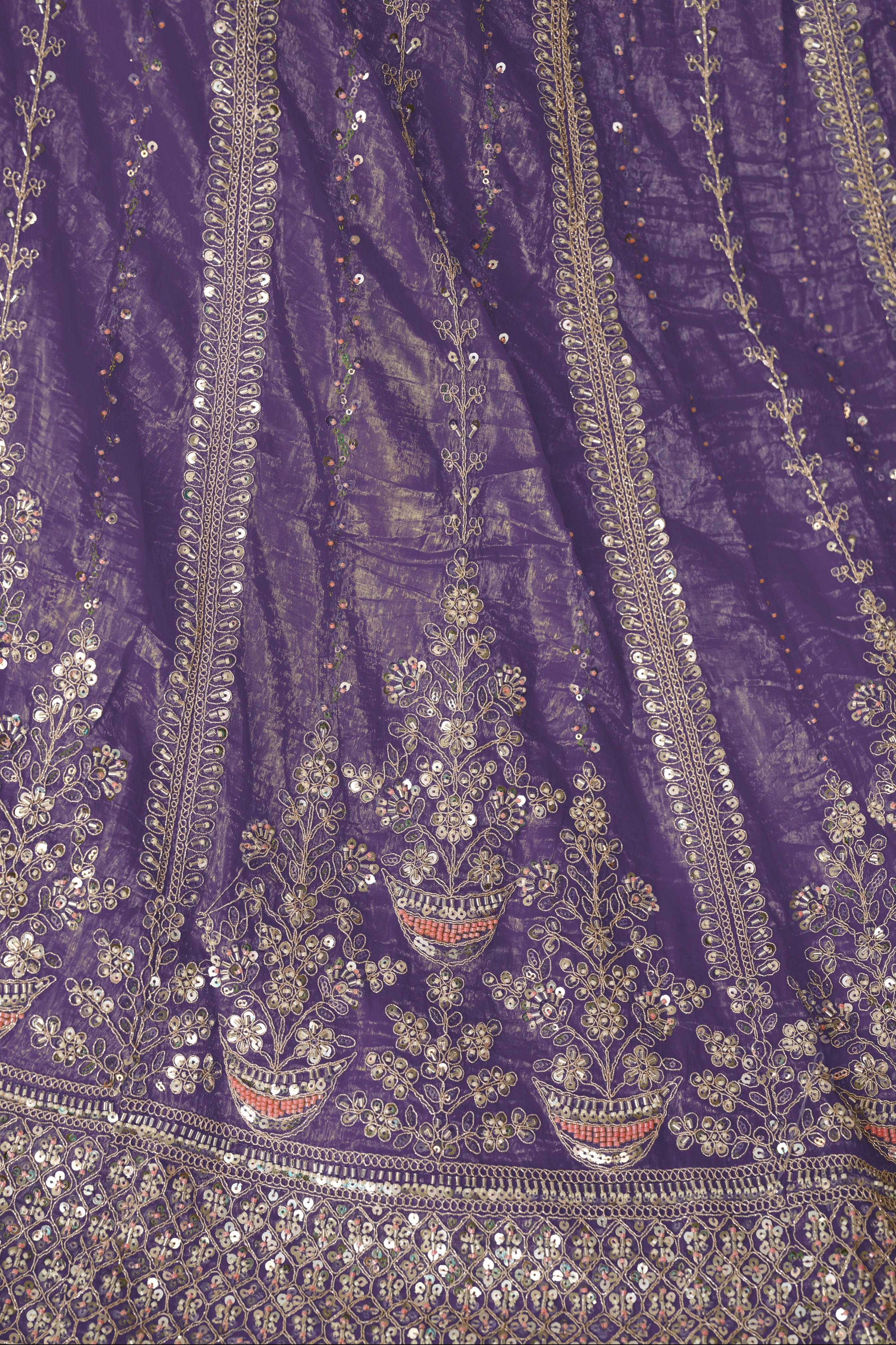 Designer purple bridal lehenga for reception night