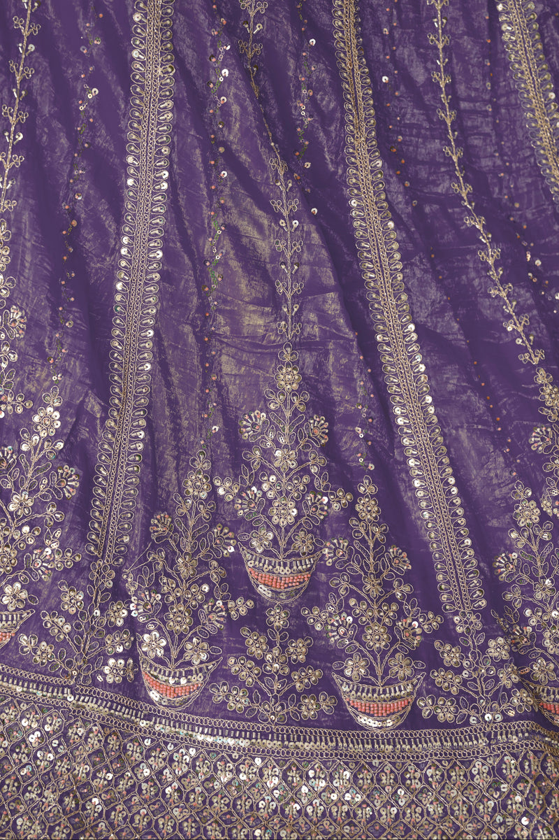 Designer purple bridal lehenga for reception night