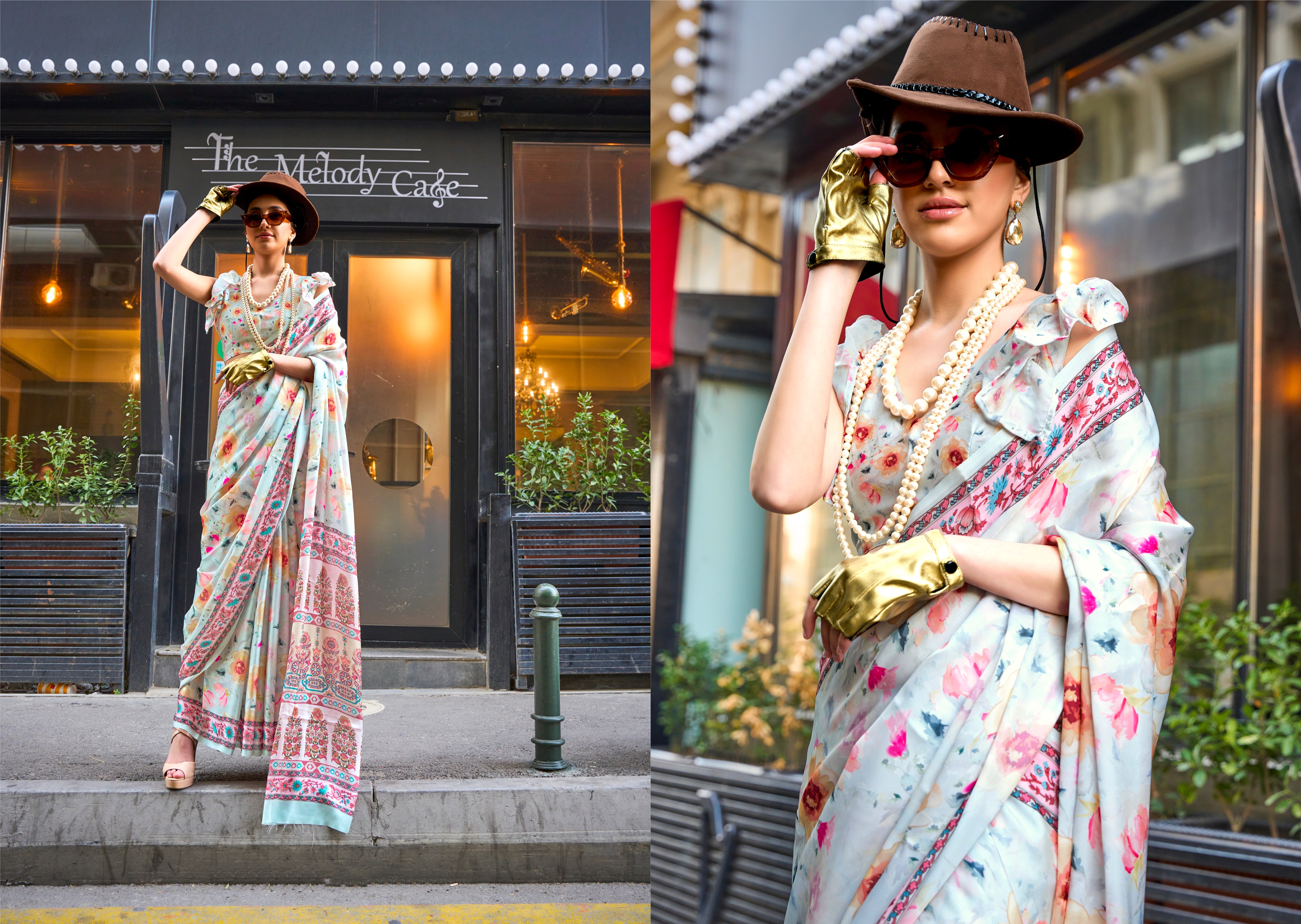 Beautiful Casual Wear Satin Georgette With Digital Print Saree