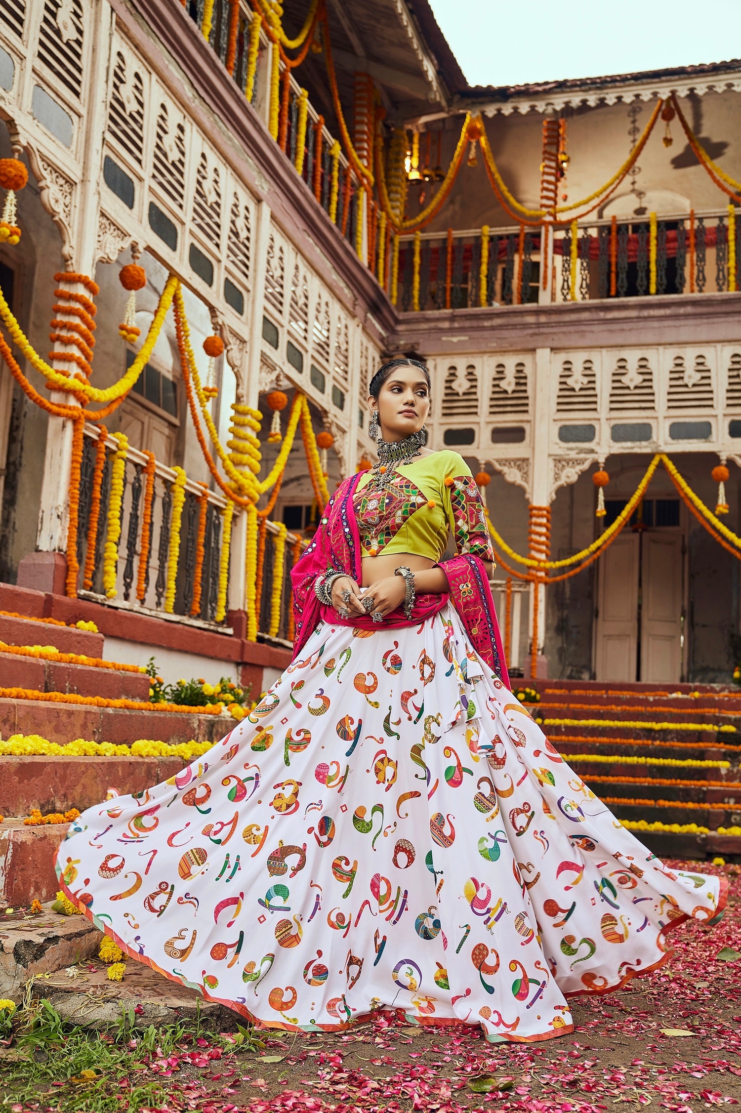 Mirror work choli for Dandiya night outfit