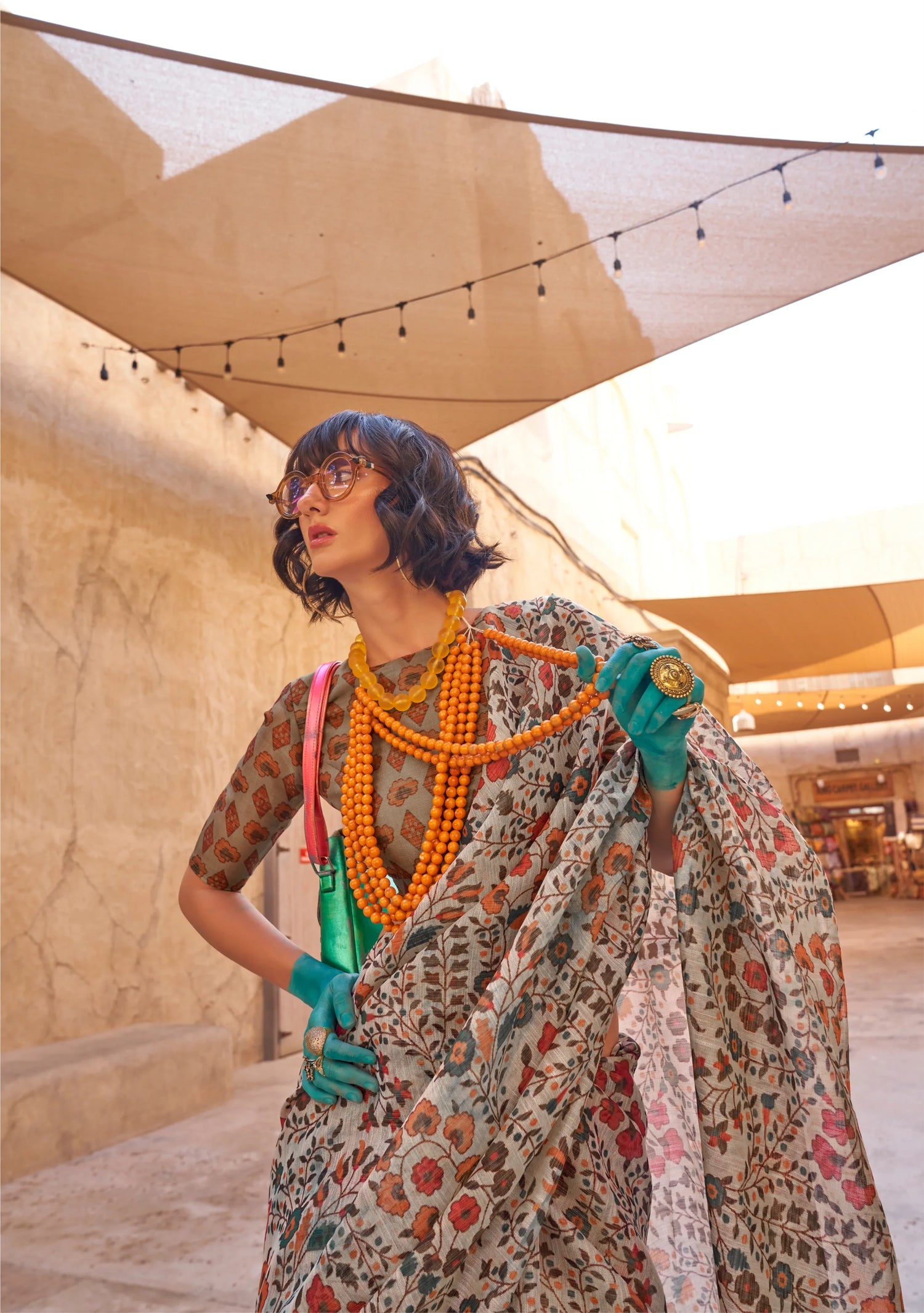 Beautiful Designer Festive Wear Handwoven Zari Tissue Print Saree