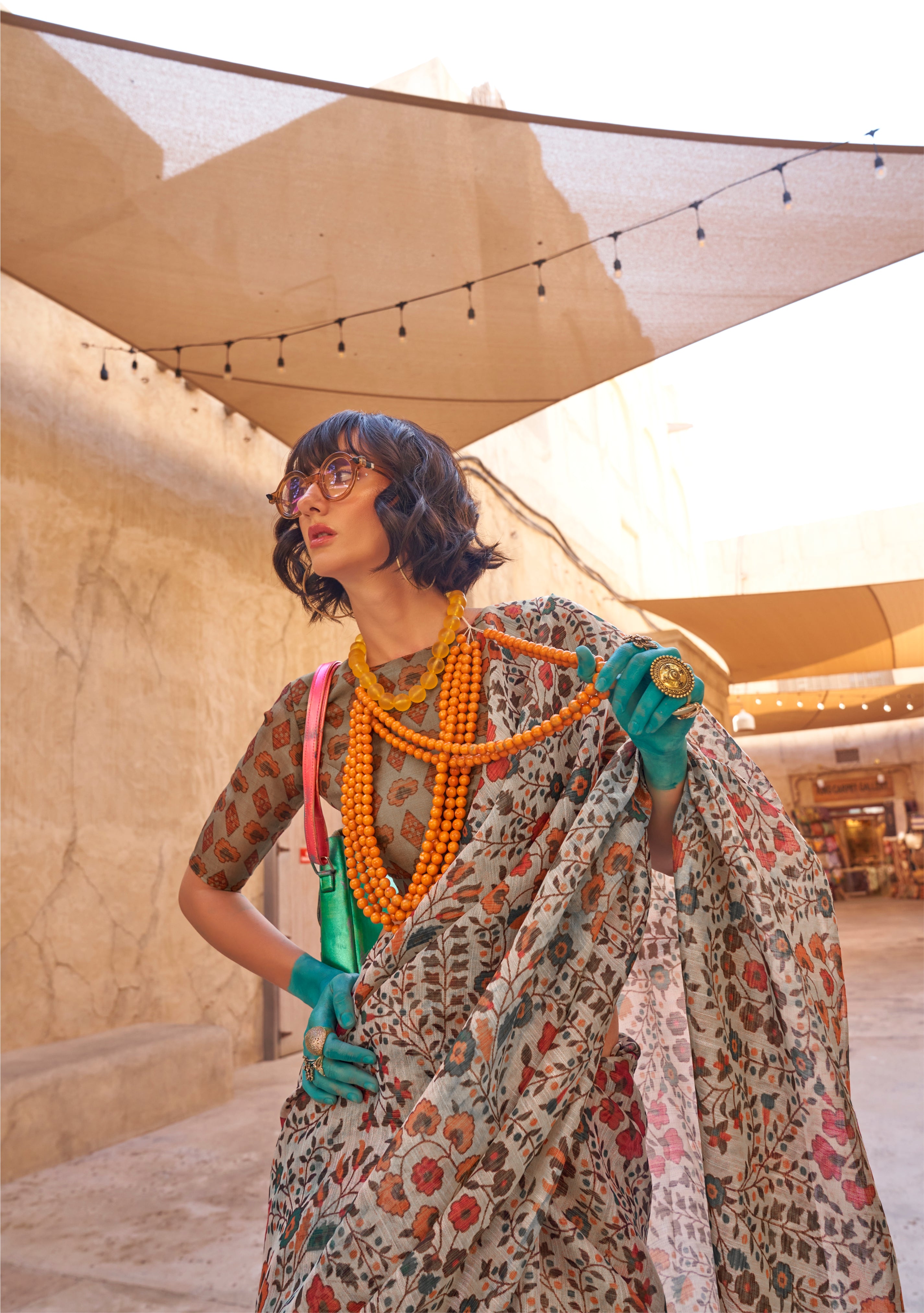 Beautiful Designer Festive Wear Handwoven Zari Tissue Print Saree