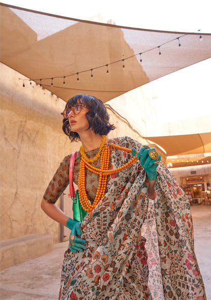 Beautiful Designer Festive Wear Handwoven Zari Tissue Print Saree