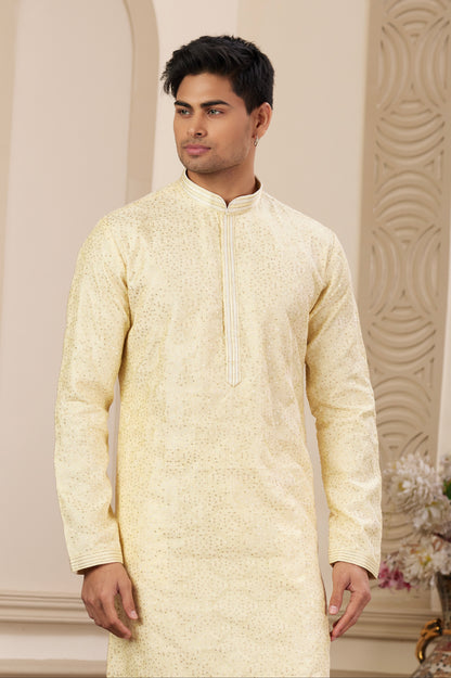 Men’s pastel yellow kurta pajama

