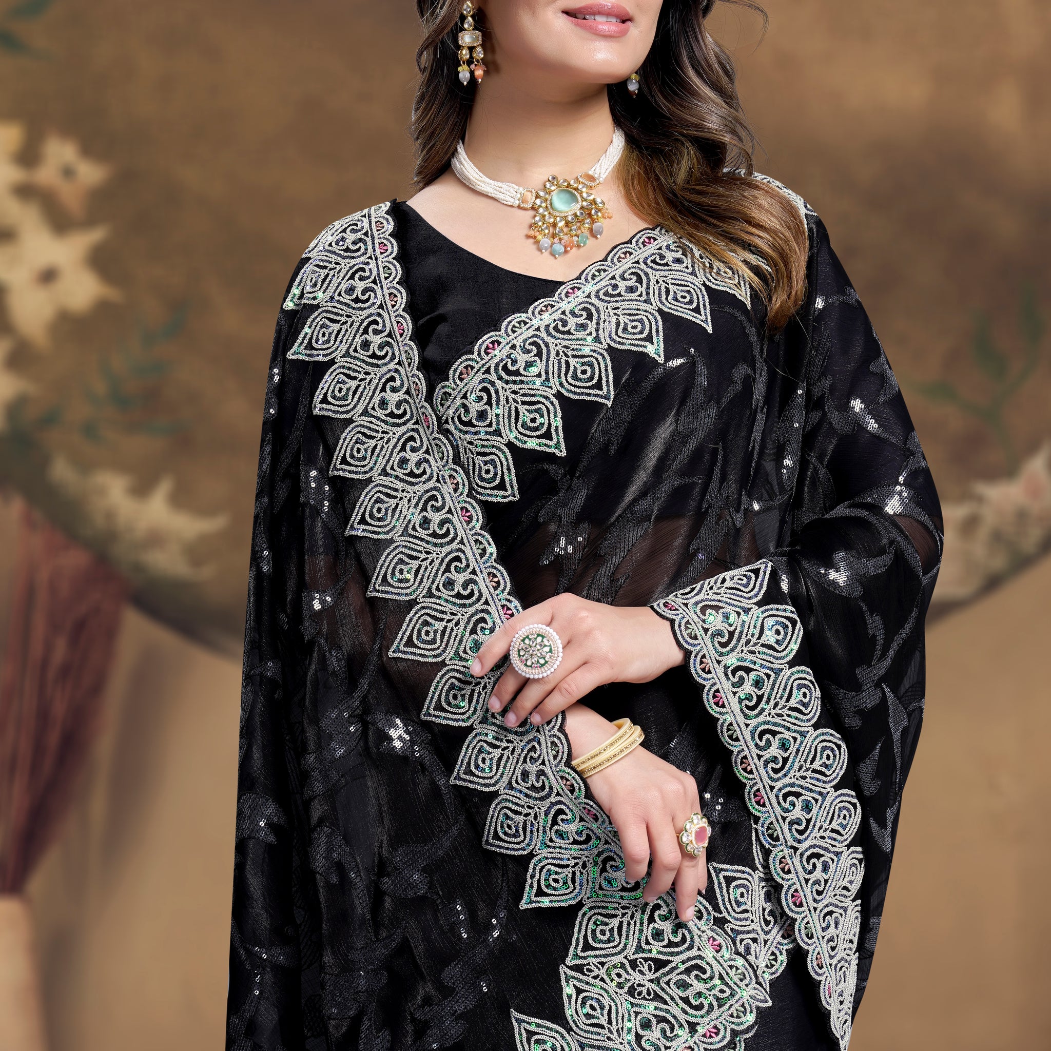 Beautiful Designer Occasion Wear Jimmy Choo Silk Saree