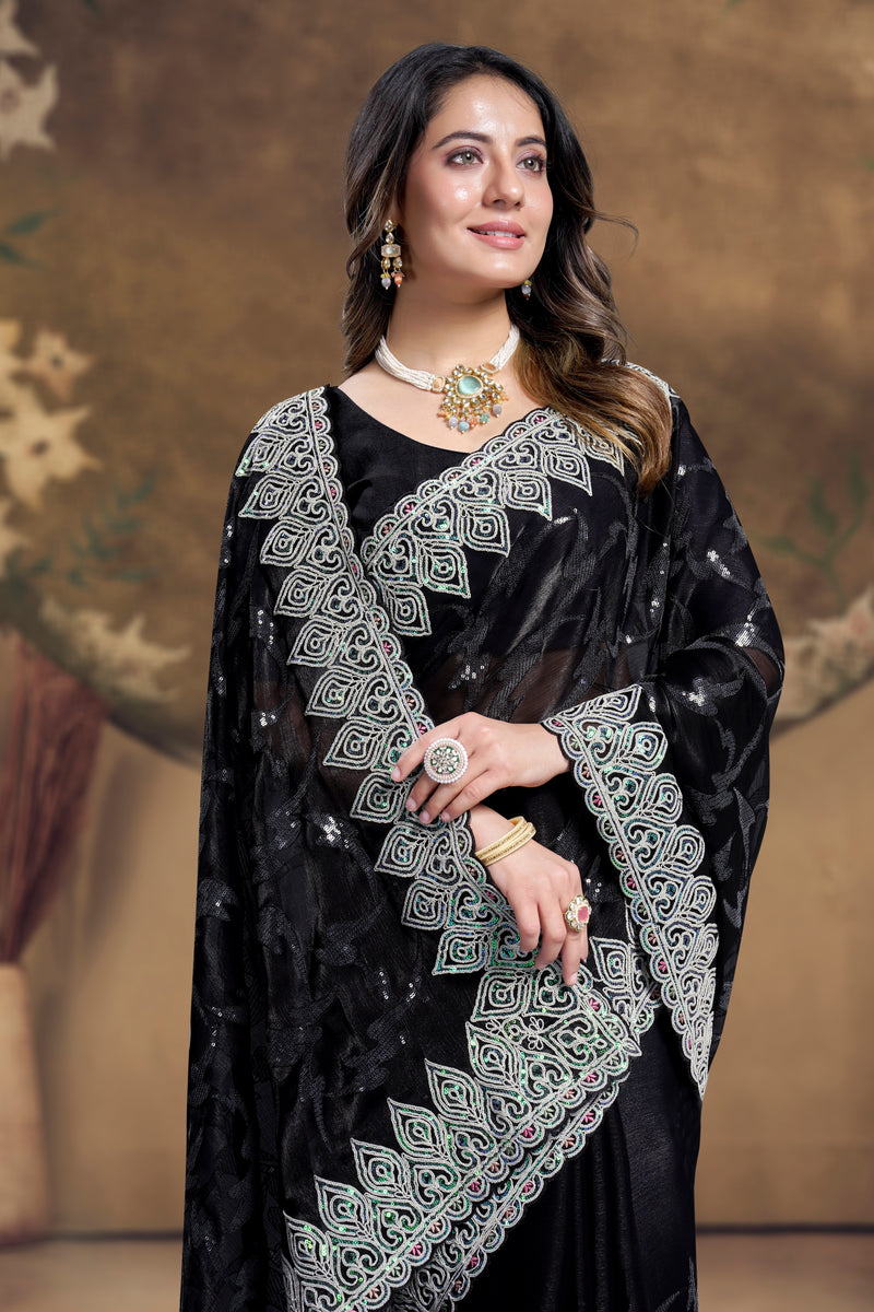 Beautiful Designer Occasion Wear Jimmy Choo Silk Saree