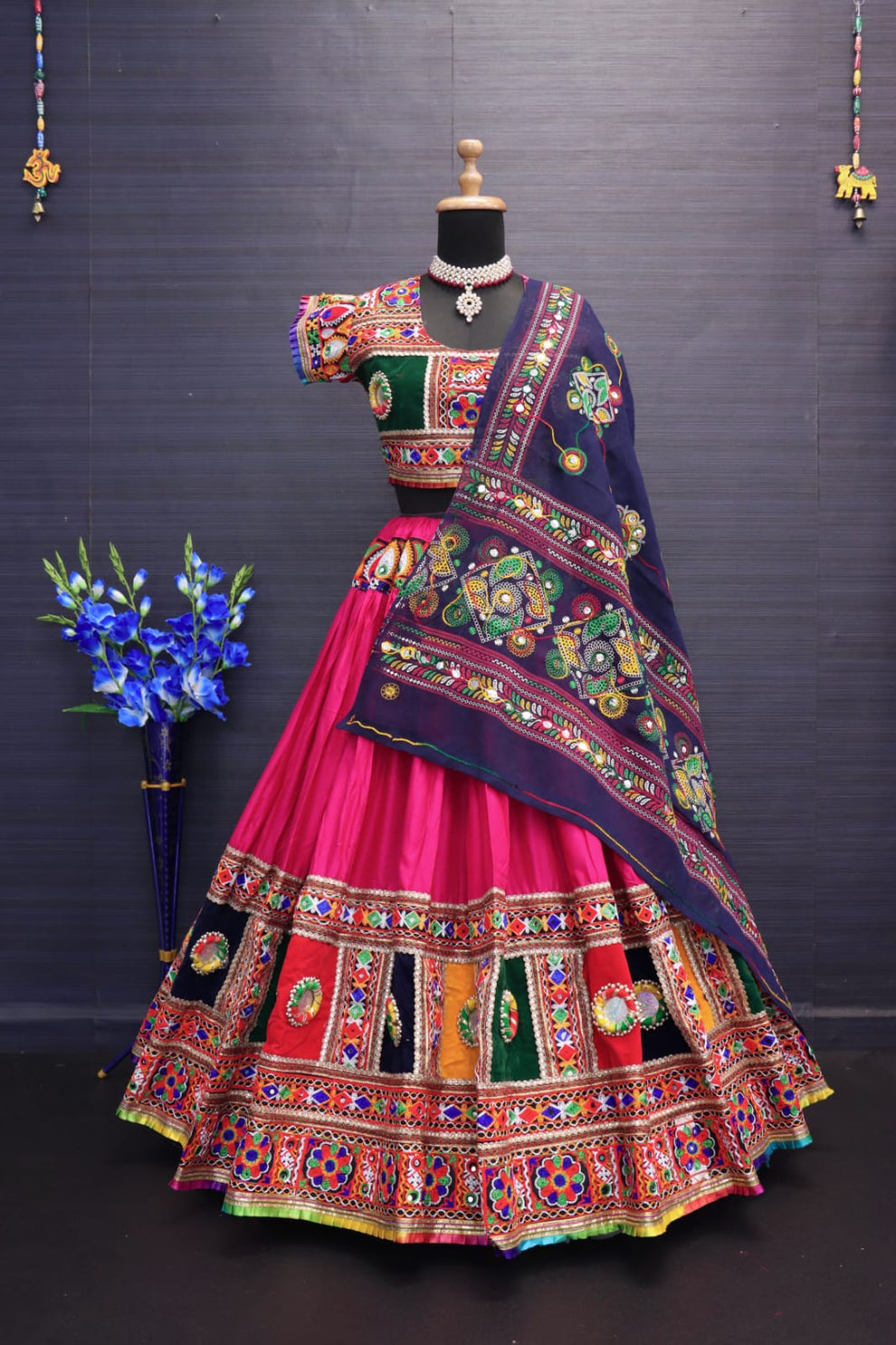 Navratri Traditional Beautiful Handmade Bangadi mirror Work Lehenga Choli