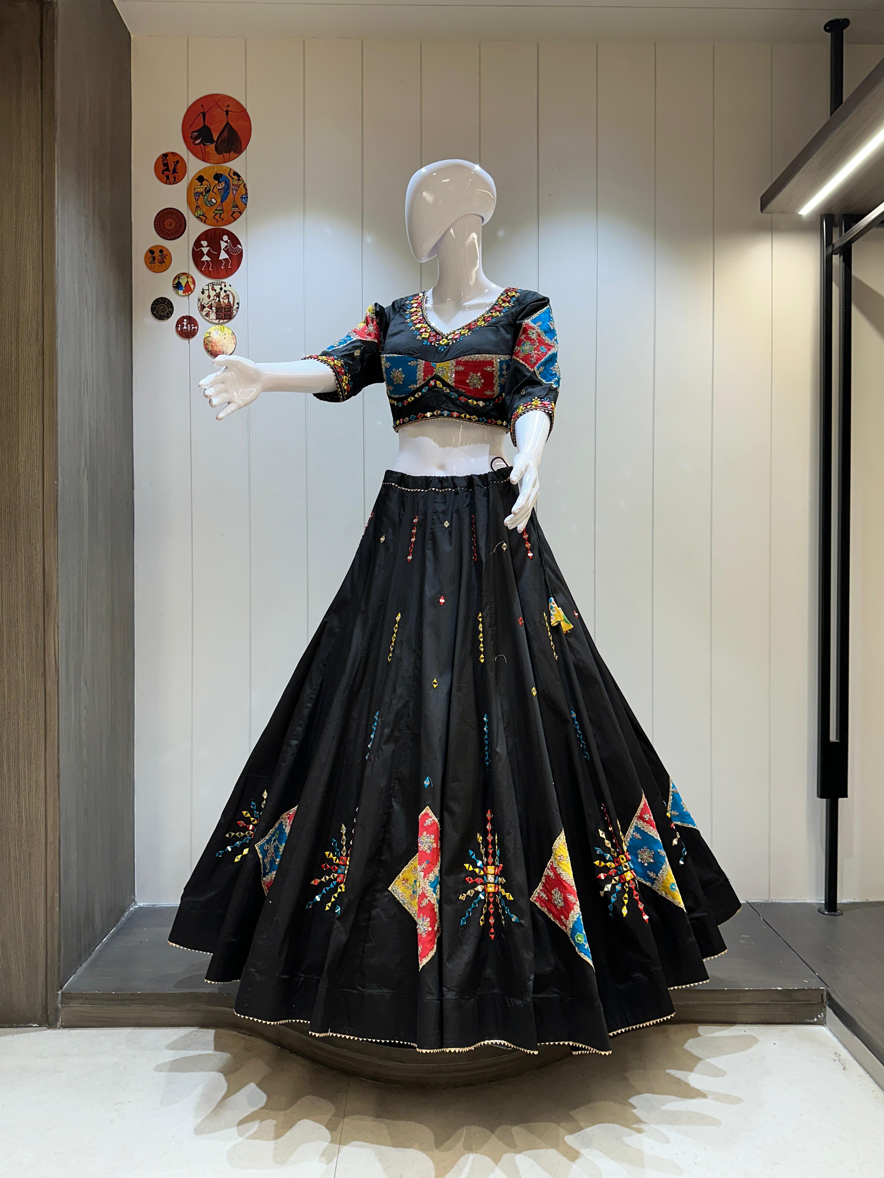 Traditional Gujarati Lehenga with 7 Meter Flare

