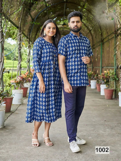 Trendy couple 2.0 Occasion Special Couple combo of Shirt and kurti Same matching - Anant Exports