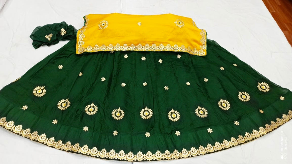 Rajsthani Traditional Rajputi Pure Organza Butti Work Lehenga Choli