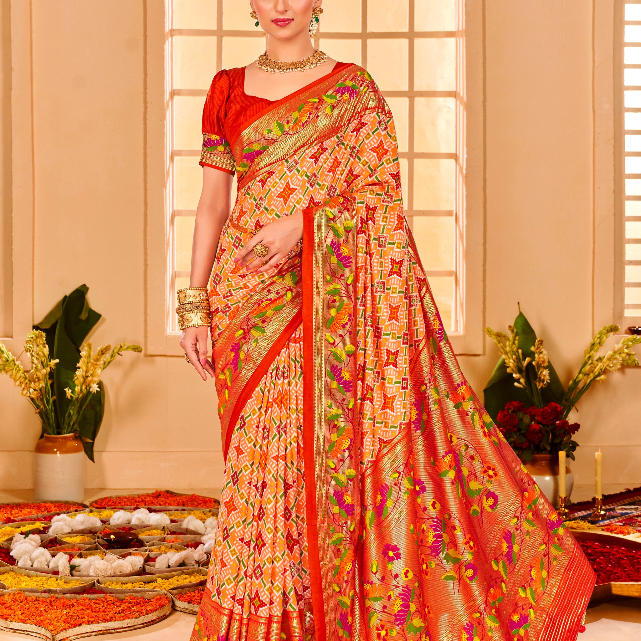 Beautiful Fancy Velvet Silk With Paithani Design Saree