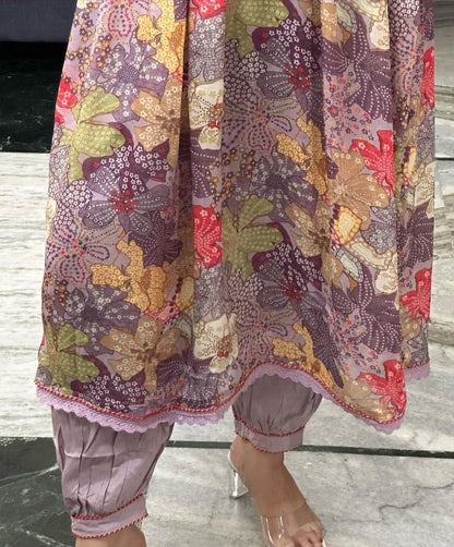 Beautiful Party Wear Pure Muslin Alia Cut Suit With Dupatta - Anant Exports