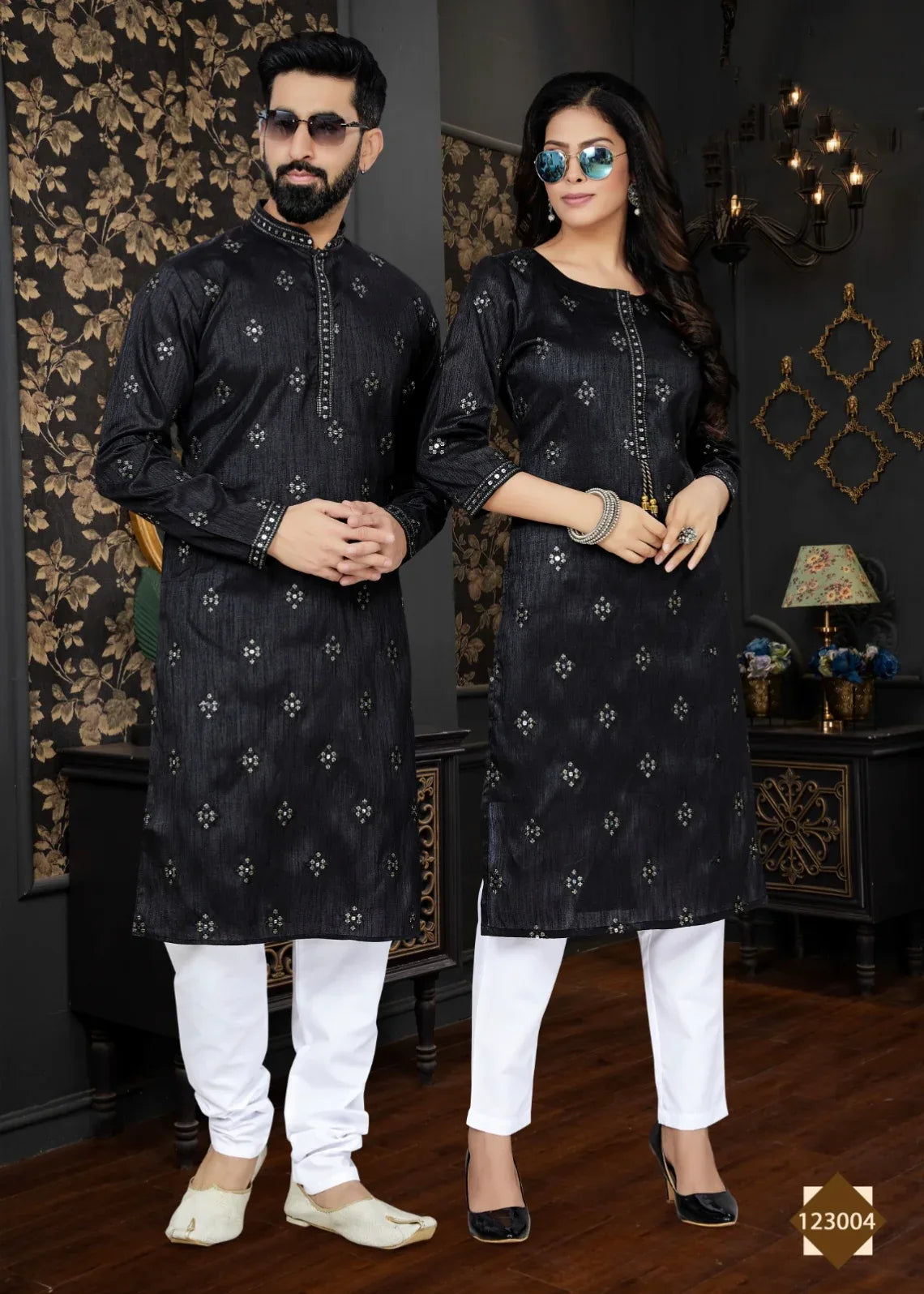 Occasion Special Couple Combo of Kurta with Payjama and Kurti with Pants - Anant Exports