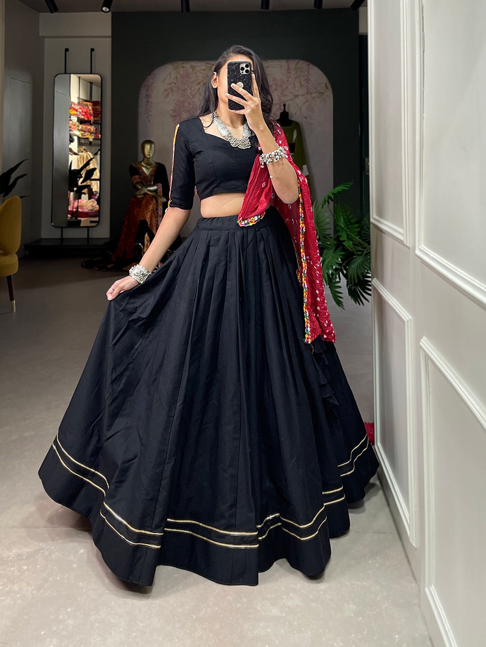 Beautiful Party Wear Traditional Gamthi Mirror Work Lehenga Choli D.No. 1604