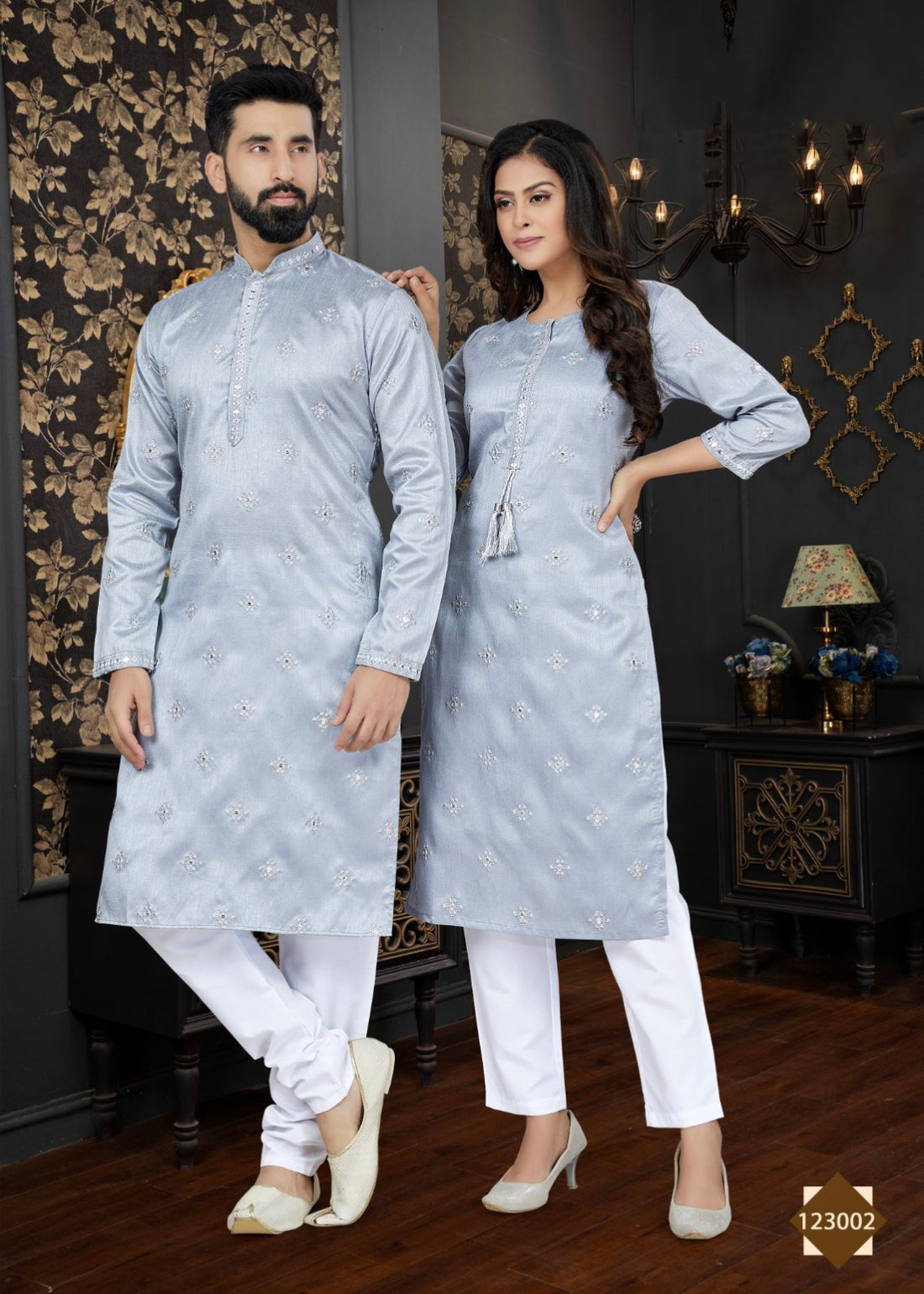 Occasion Special Couple Combo of Kurta with Payjama and Kurti with Pants