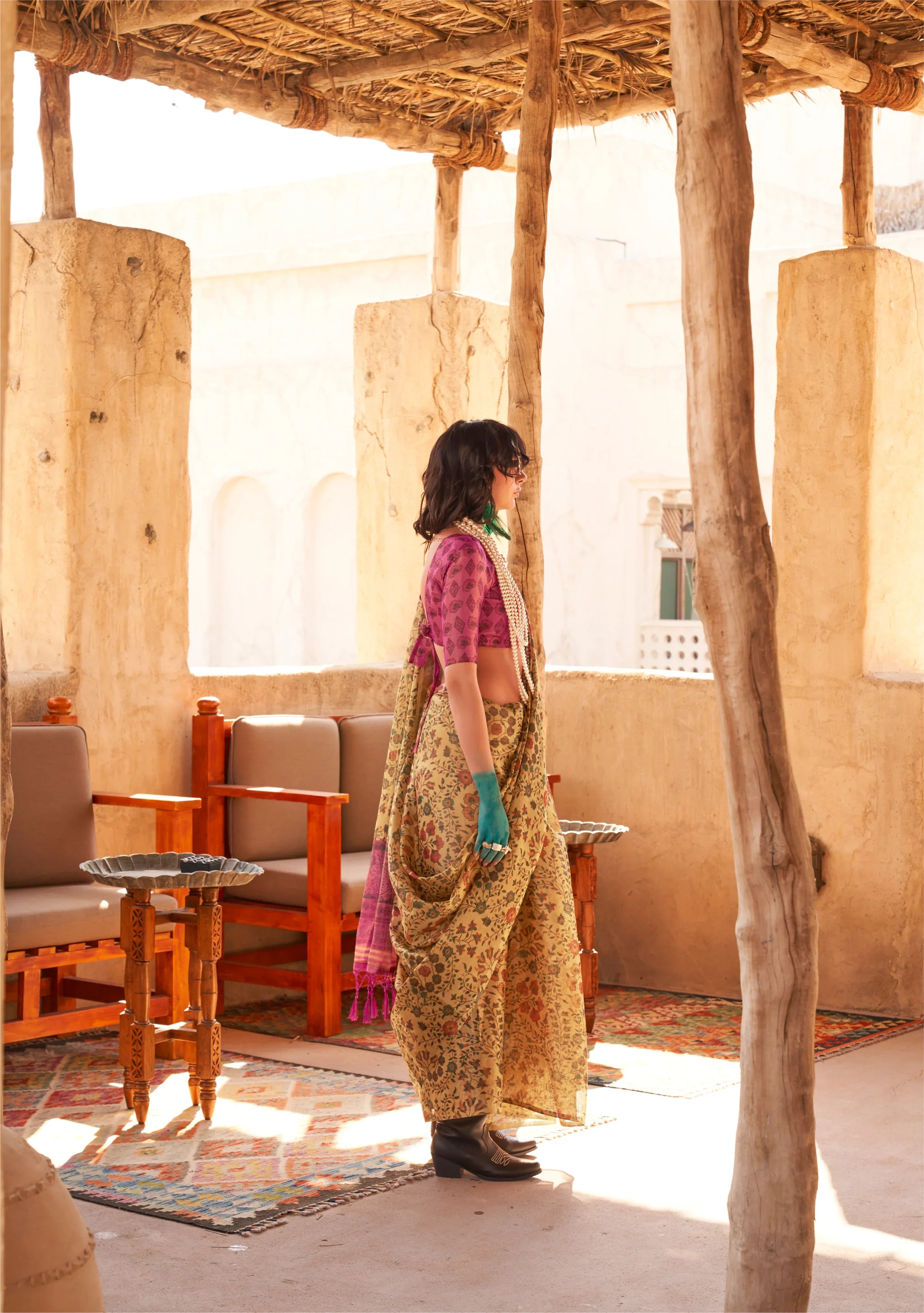 Beautiful Designer Festive Wear Handwoven Zari Tissue Print Saree