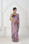Mauve Dola silk saree with sequin and bead embroidery