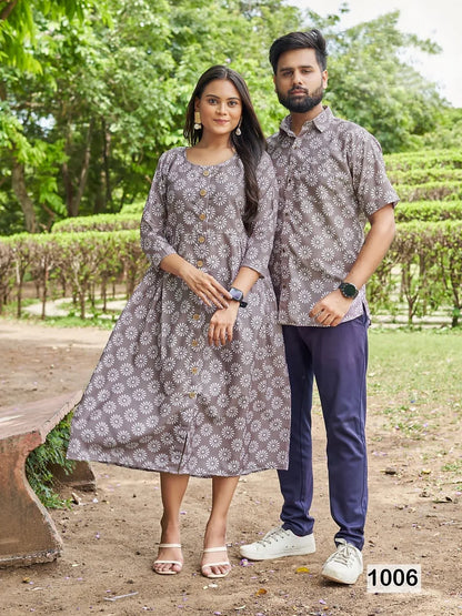 Trendy couple 2.0 Occasion Special Couple combo of Shirt and kurti Same matching - Anant Exports