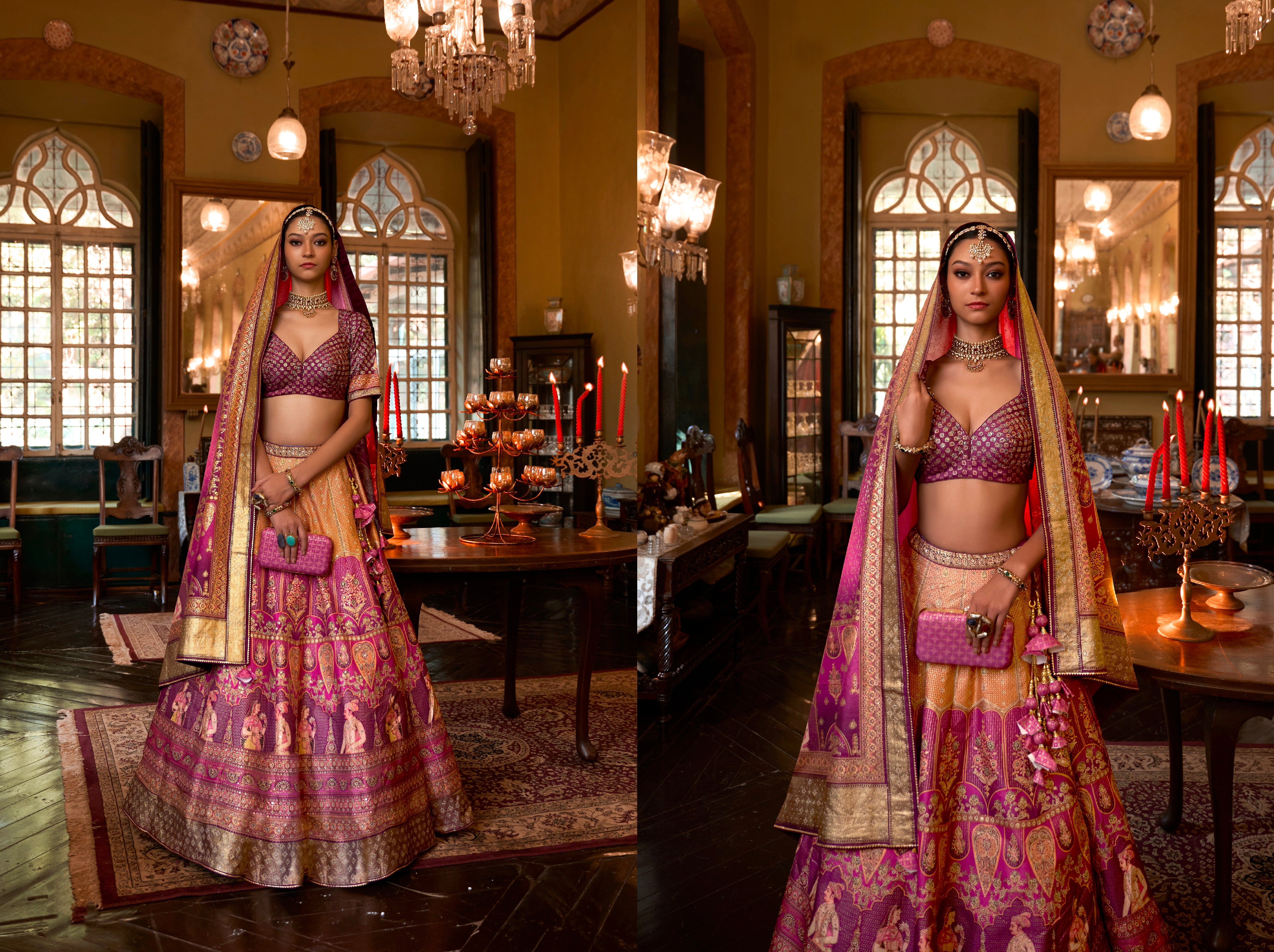 Designer Rajwadi Silk Wedding Lehenga Choli with Sparkle Work