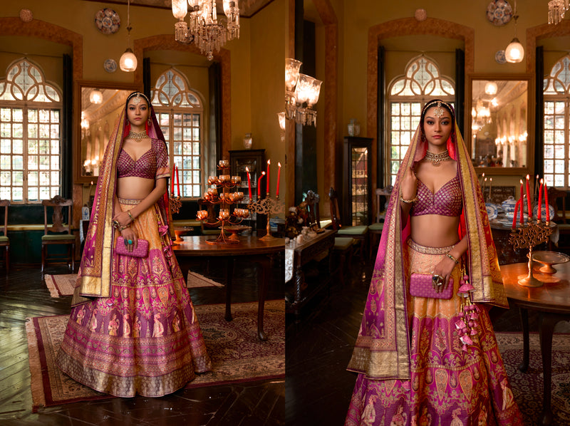Designer Rajwadi Silk Wedding Lehenga Choli with Sparkle Work