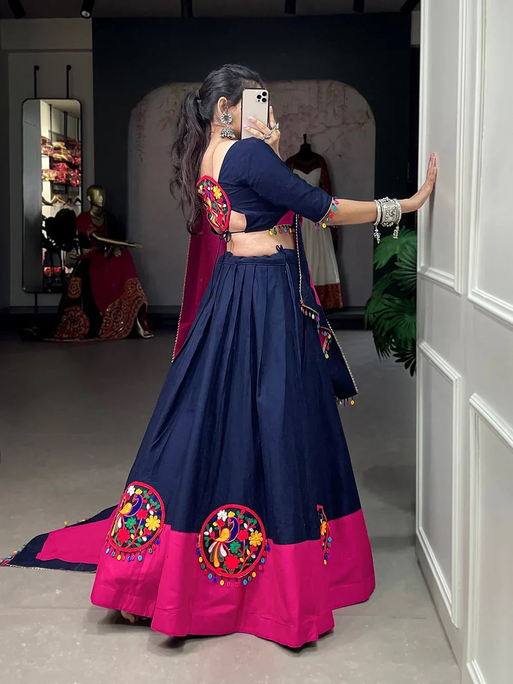 Navratri Traditional Gamthi work Garba Lehenga Choli Dno 1665 - Anant Exports