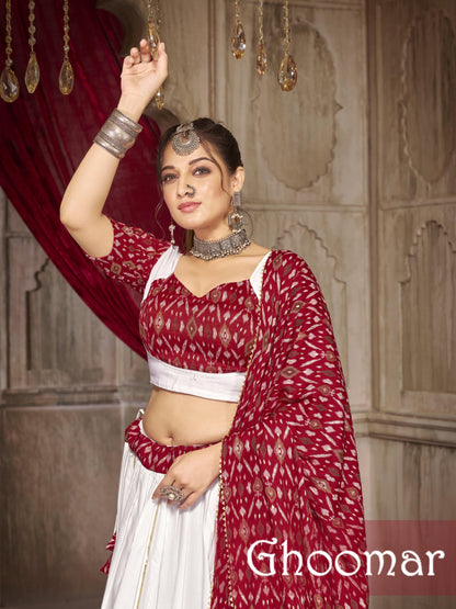 Traditional occasion Cotton Print Ikkat Lehenga Choli - Anant Exports