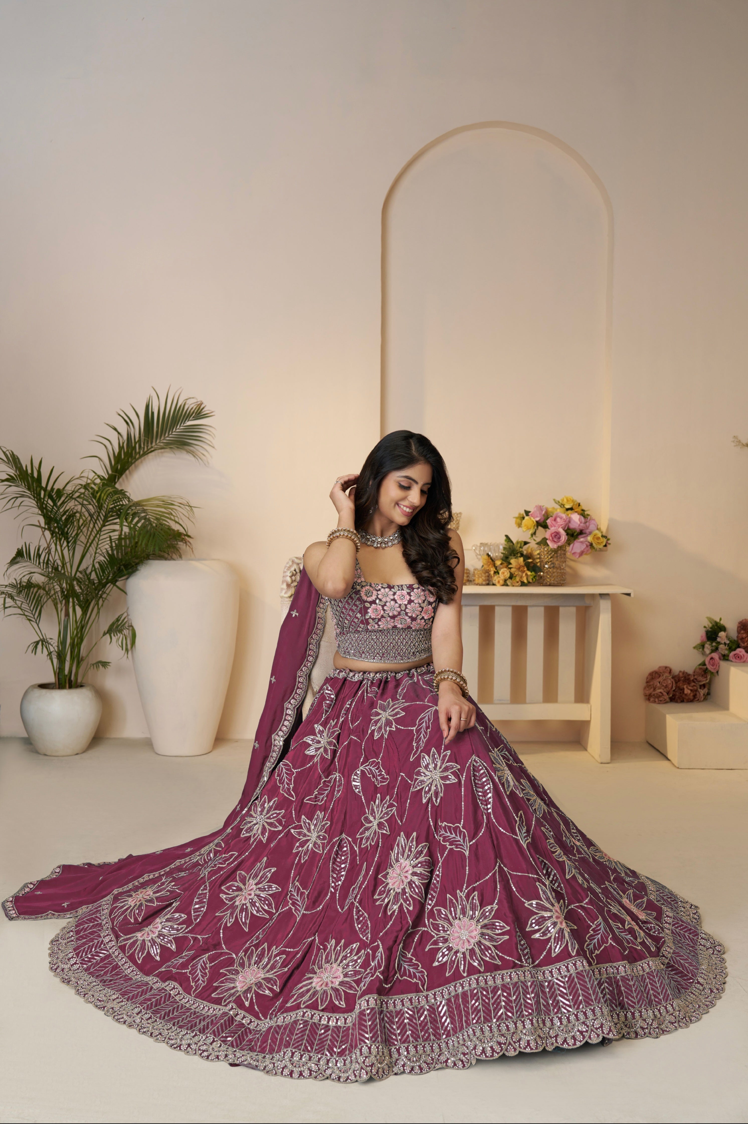 Designer Bridal Maroon Lehenga

