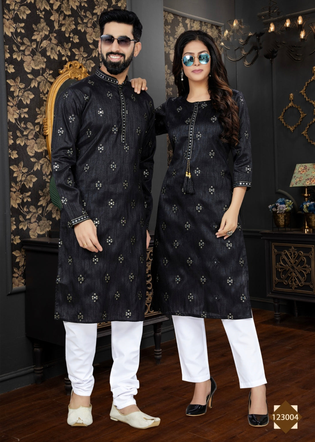 Occasion Special Couple Combo of Kurta with Payjama and Kurti with Pants