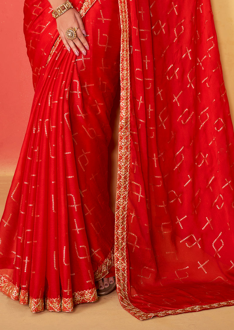 Beautiful Designer Occasion Wear Pure Chiffon Saree