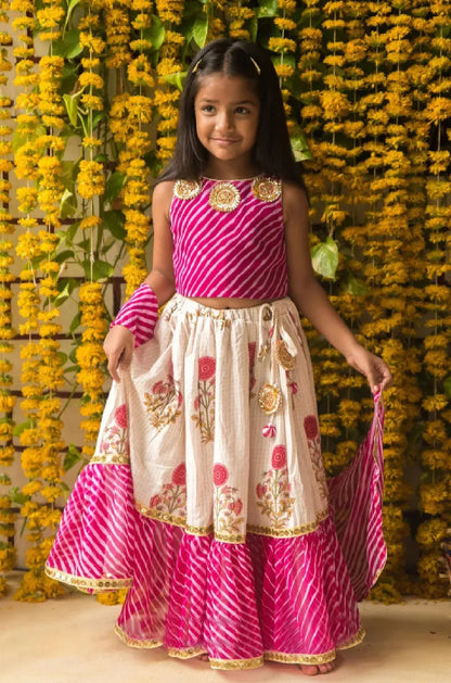 Designer Party Wear Kids Crop Top &amp; Plazzo Dress - Anant Exports