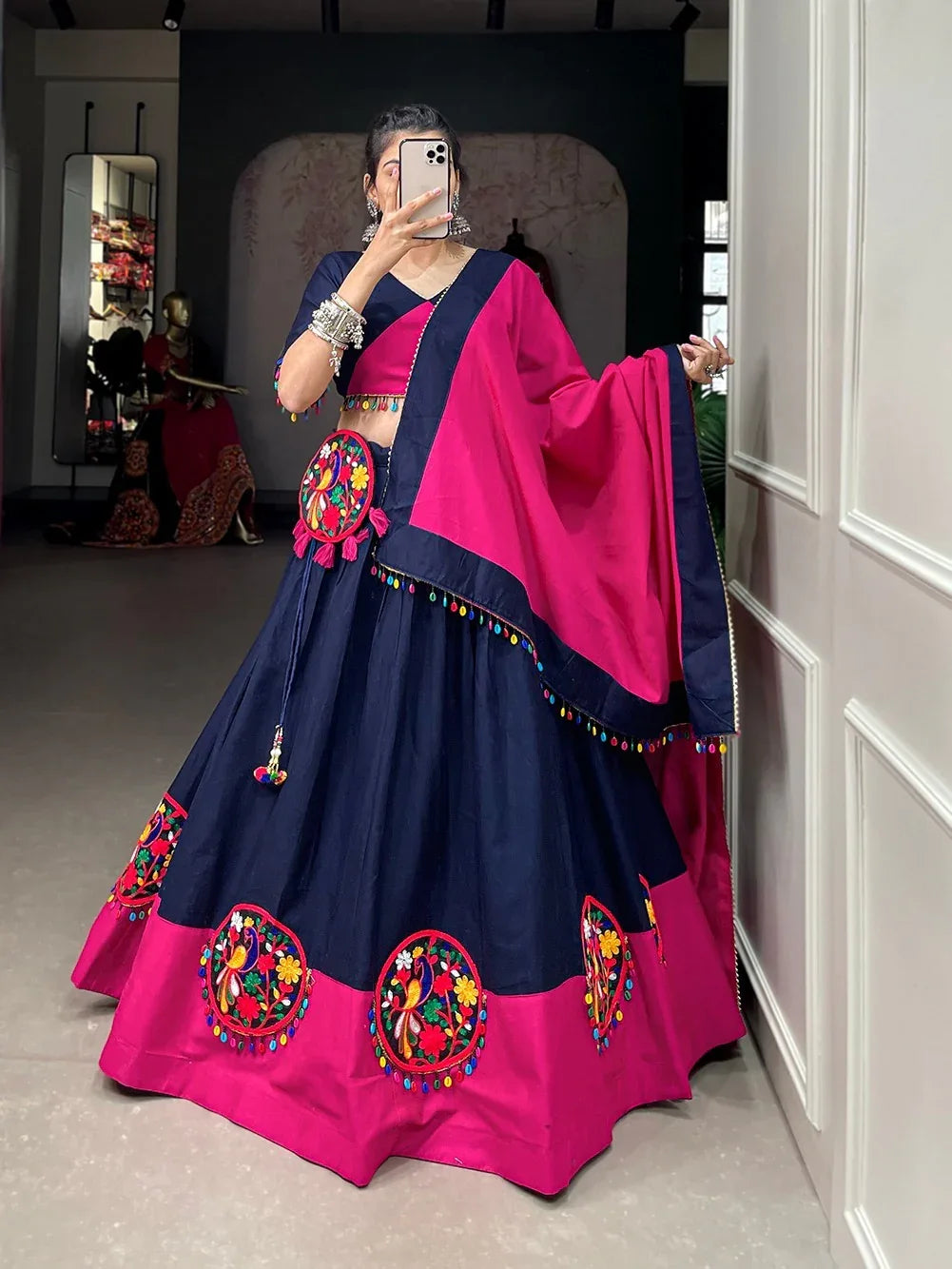 Navratri Traditional Gamthi work Garba Lehenga Choli Dno 1665 - Anant Exports