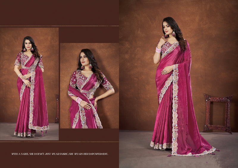 Beautiful Designer Festive Wear Heavy Banarasi Crush Silk Saree