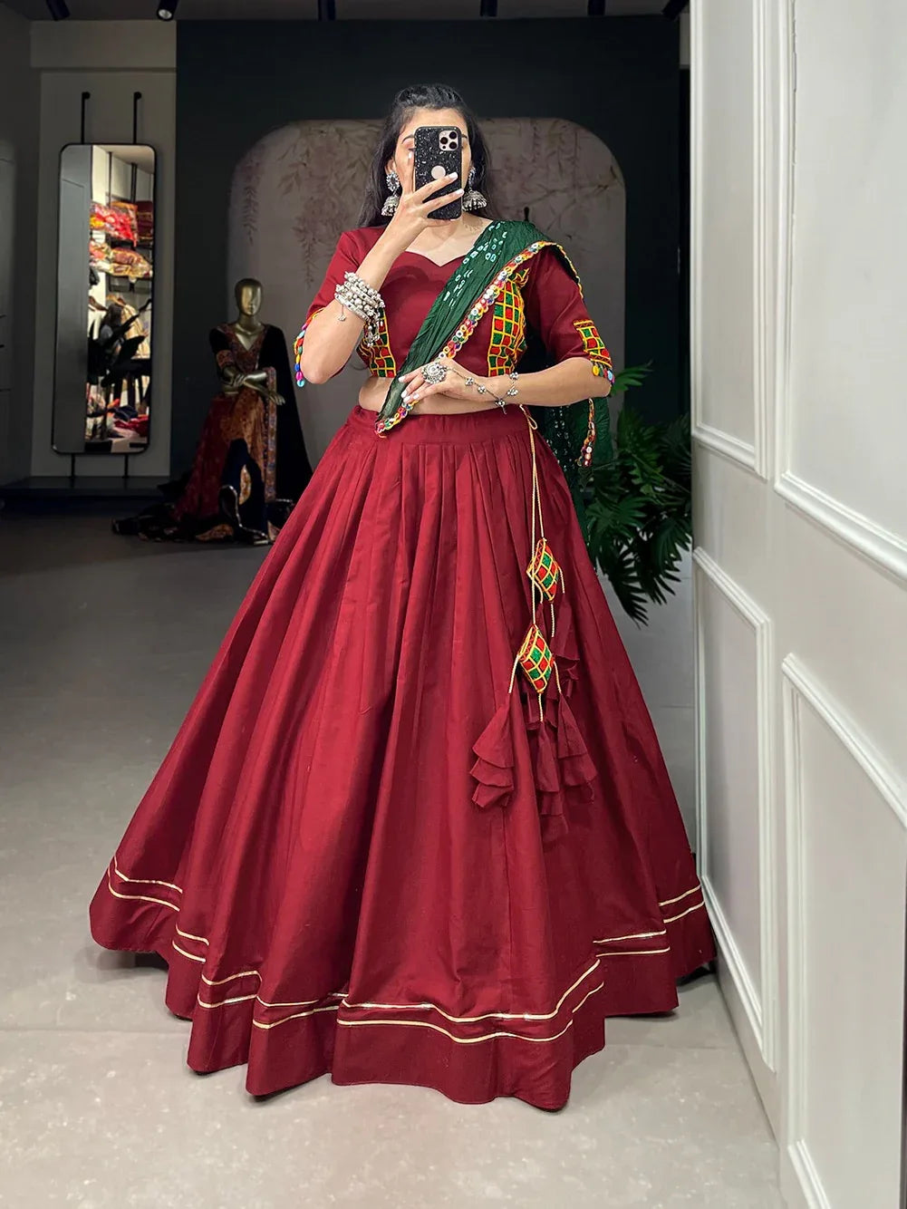 Beautiful Party Wear Traditional Gamthi Mirror Work Lehenga Choli D.No. 1604 - Anant Exports