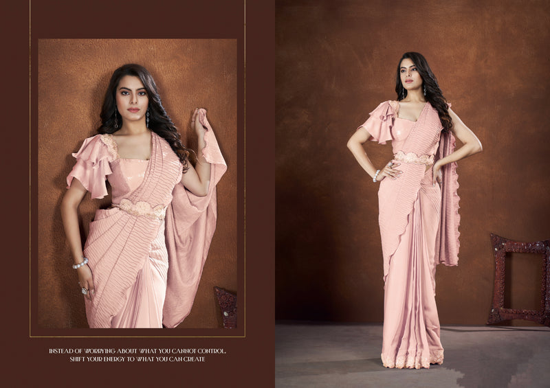 Beautiful Designer Festive Wear Heavy Crepe Satin Silk Saree