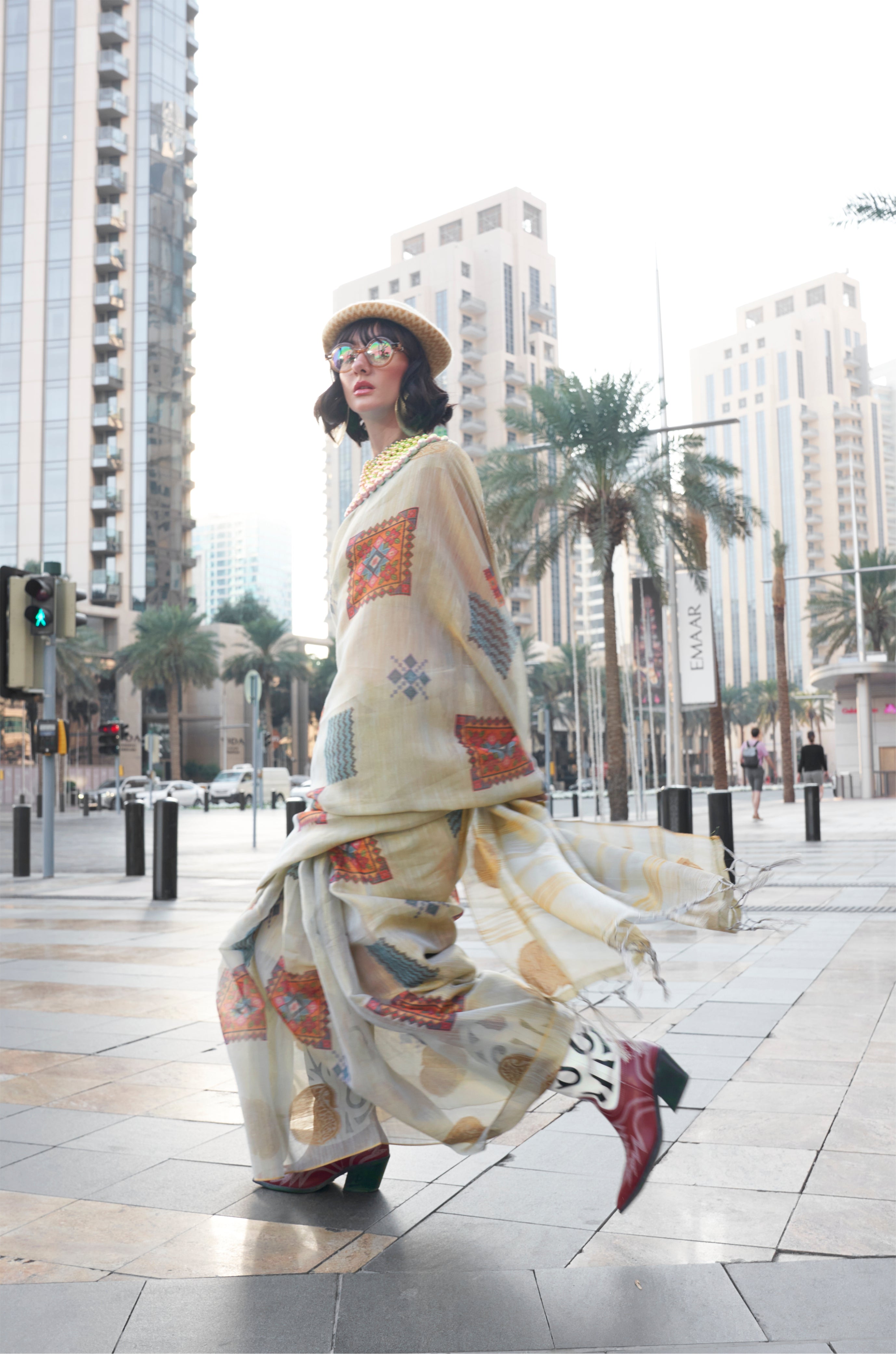 Beautiful Designer Silk Printed Handloom Zari Tissue Saree