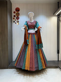 Multi-Color Chaniya Choli with Rust Orange Dupatta