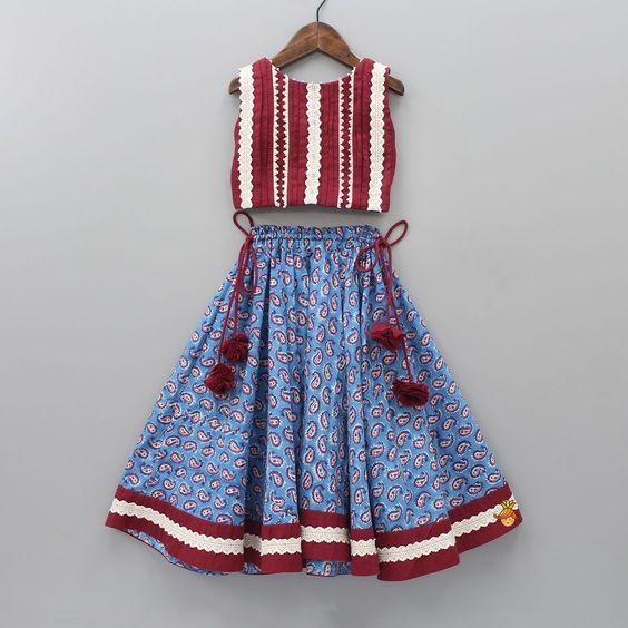 Designer Party Wear Kids Crop Top & Plazzo Dress