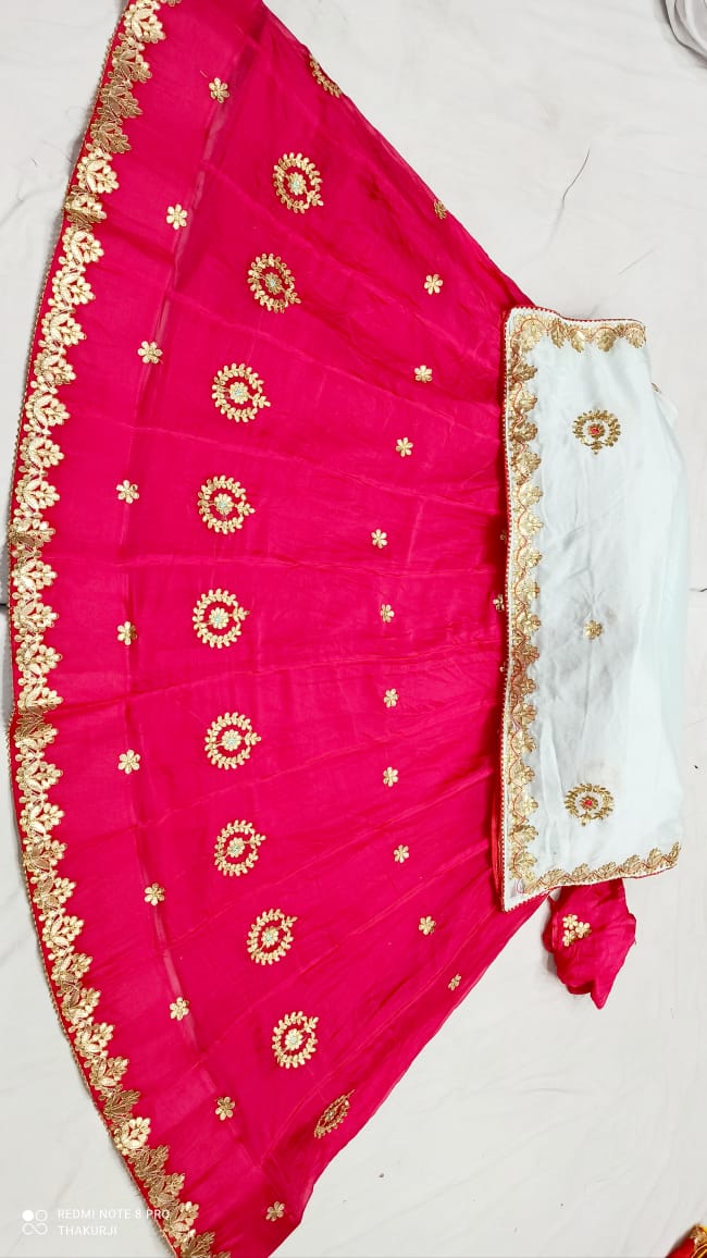 Rajsthani Traditional Rajputi Pure Organza Butti Work Lehenga Choli