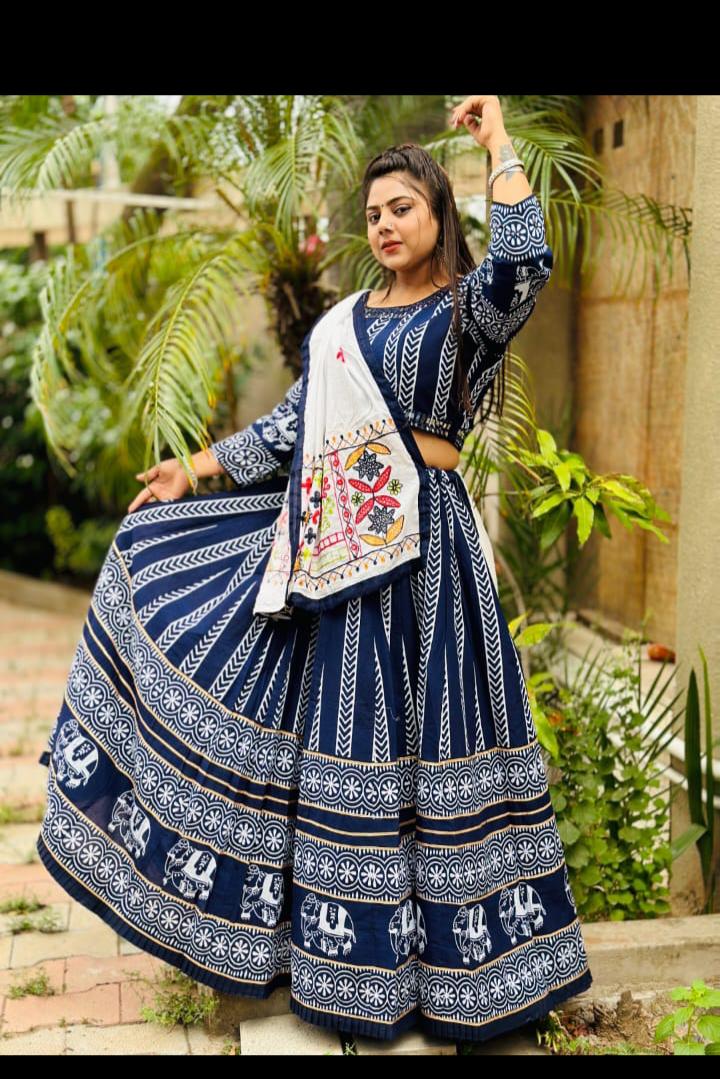 Party Wear Cotton Printed Lehenga Choli