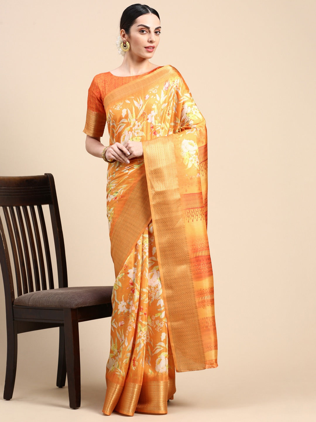 Beautiful Designer Soft Silk With Allover Floral Saree